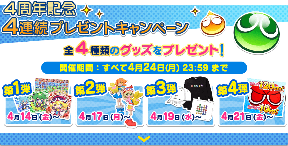 4周年記念 4連続プレゼントキャンペーン