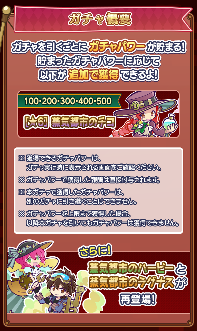 蒸気都市のチコ］新登場！「蒸気都市のチコ フルパワーガチャ」開催の